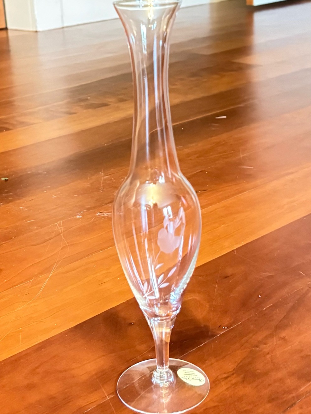 Vintage Princess House Heritage Clear Etched Glass Bud Vase